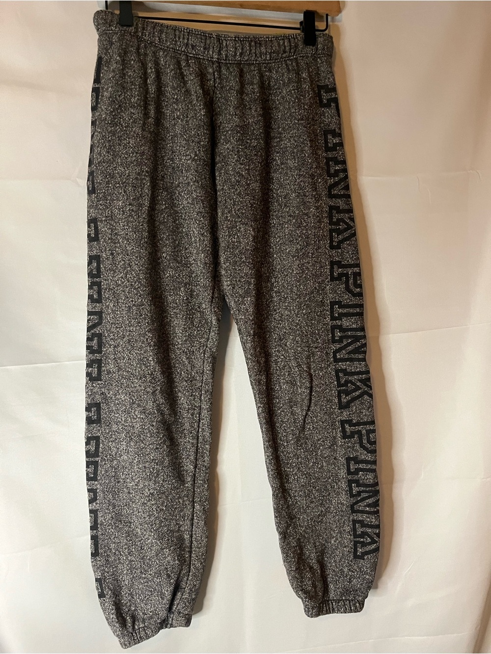 PINK Victoria's Secret Gray Marled Logo Side-Stripe Joggers